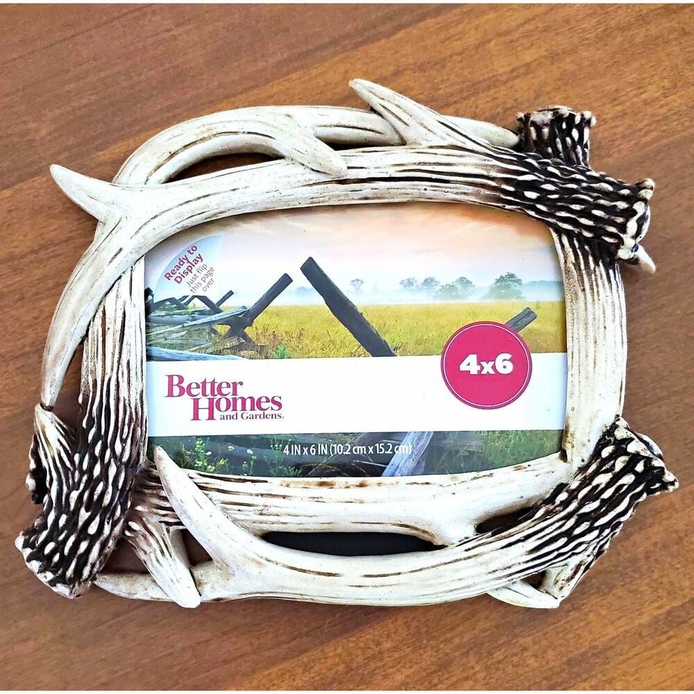 Rustic Deer Antler Picture Frame 4x6 Woodland Cabin & Lodge Decor